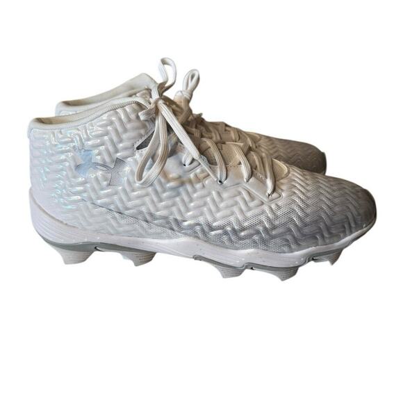 Under Armour NEW Mens Football Cleats Shoes Spotlight Hammer 8.5 White Gray - Picture 3 of 6